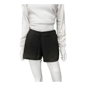 Saks Fifth Avenue x Majestic Features High Rise Drawstring Shorts Black S